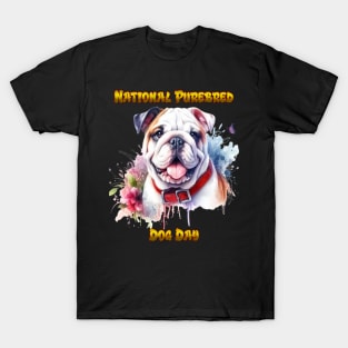 Majestic Bulldog Dog With Red Collar T-Shirt